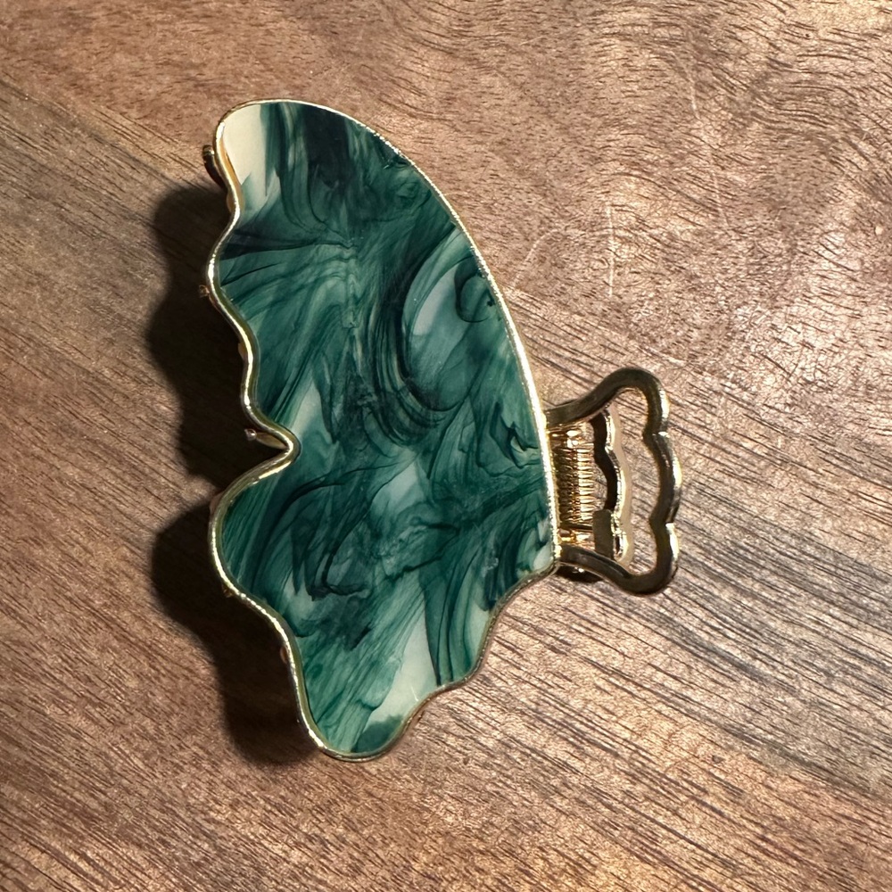 Green, butterfly hair clip!